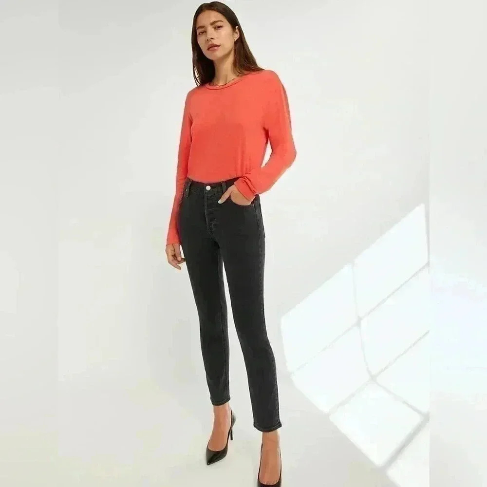 Denim Forum Aritzia The Yoko  Mid Rise Slim 28L 26W